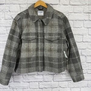Old Navy‎ Plaid Jacket Size XL Gray Zip Front Pockets